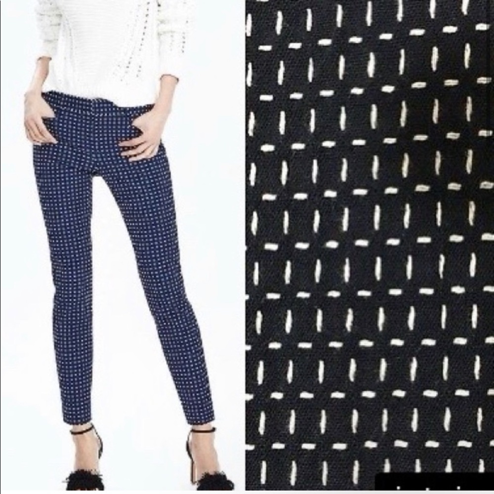 Banana Republic Sloan Petite Pants: Navy with White Cross Stitching: Size 6P